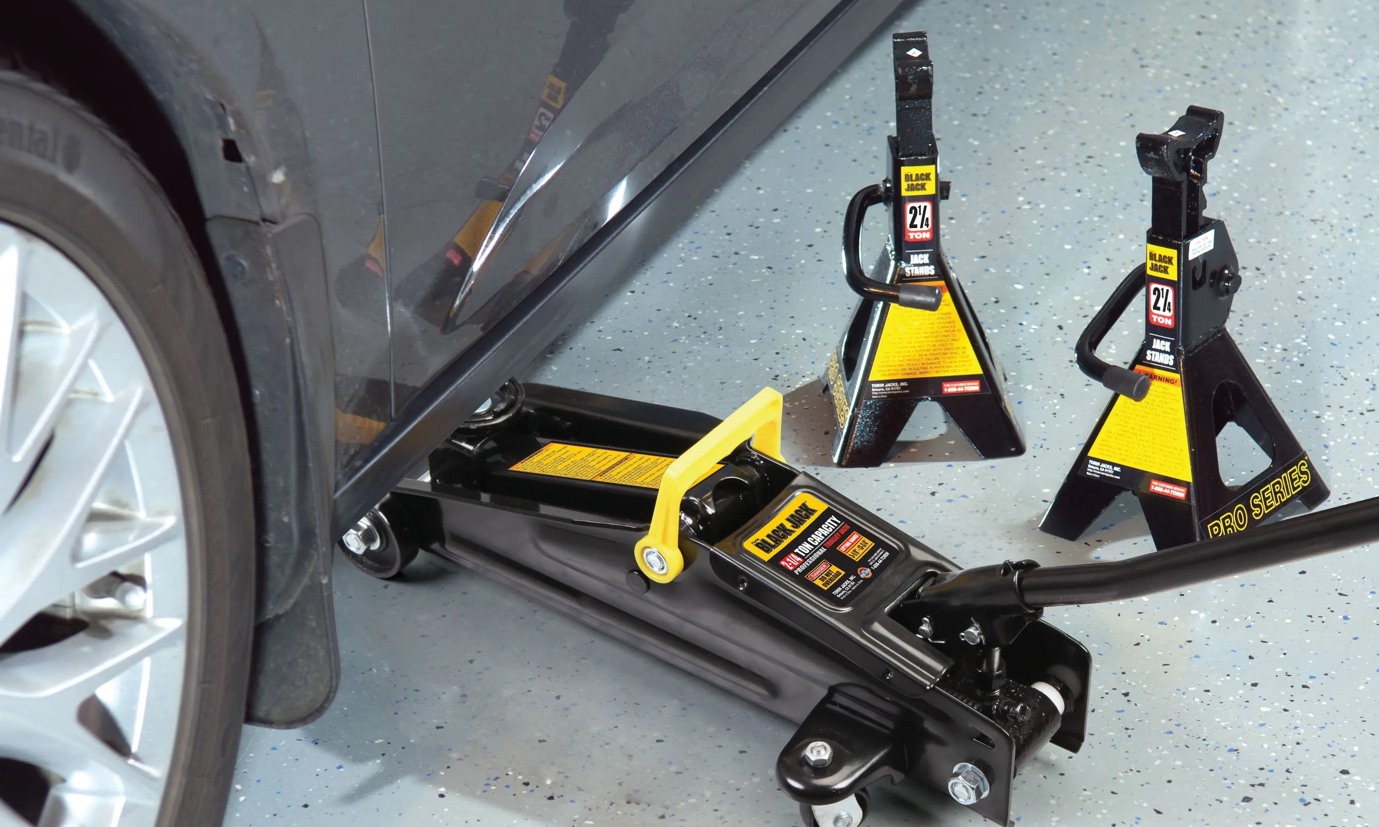 2.25 Trolley Jack with 2.25 Jack Stands