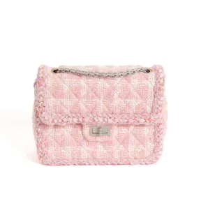 2.55 Light Pink Tweed Flap Bag