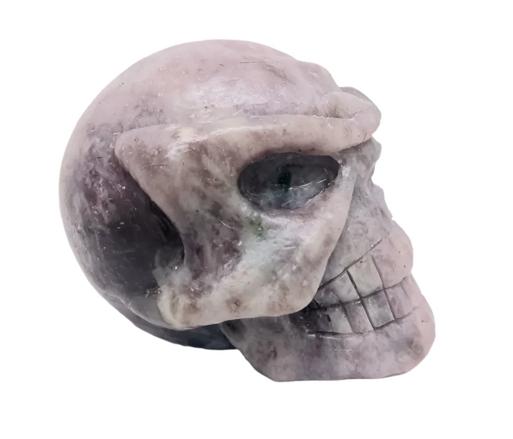 380G Lepidolite Crystal Masked Skull