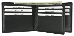 600052-BK-LOGO New Genuine Leather Men's Credit Card Compact Center Flip ID Bifold Wallet with Logo