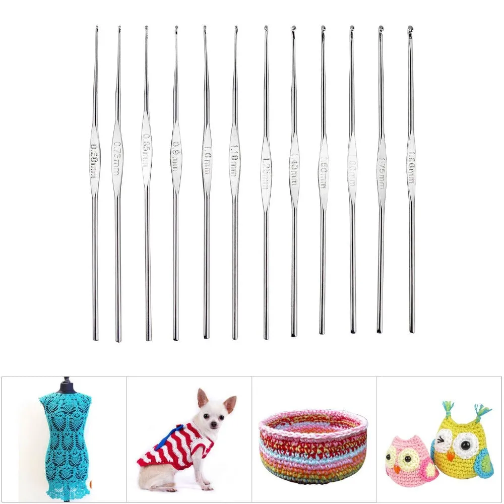 90pcs Crochet Hooks Set  Ergonomics Knitting Needles Aluminum Weave Craft Sewing Tools with  Case Bag