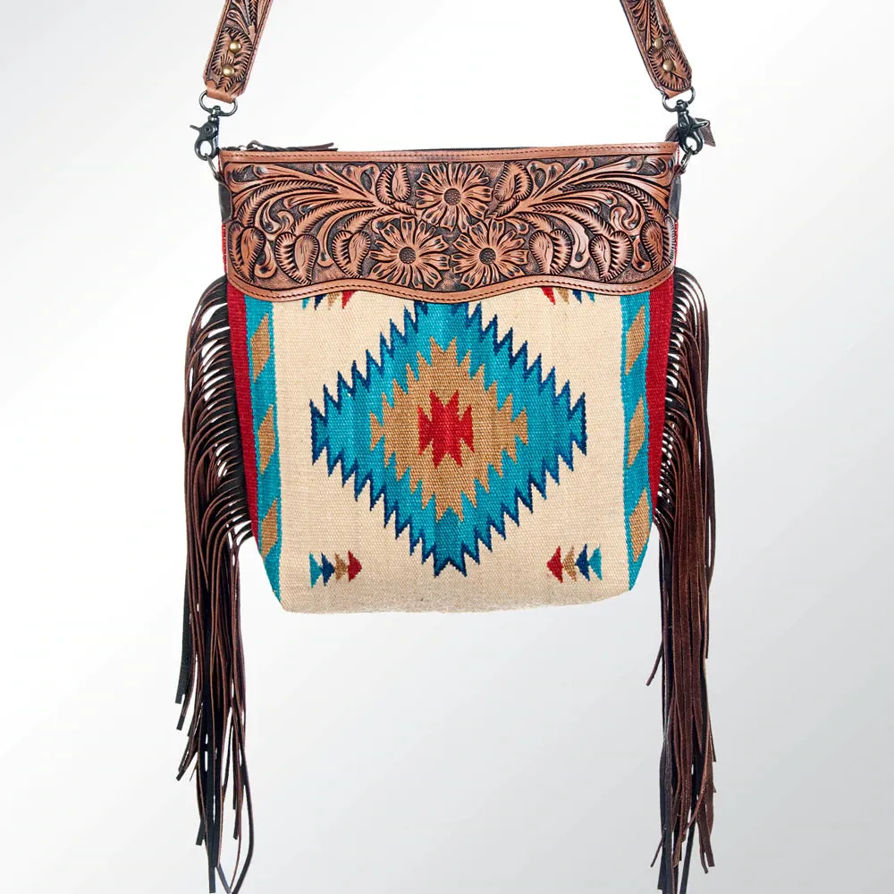 American Darling Tri Colored Blanket & Tooled Leather Purse