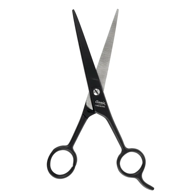 Annie 7 1/2" Premium Stainless Steel Straight Hair Shears - Black #5233