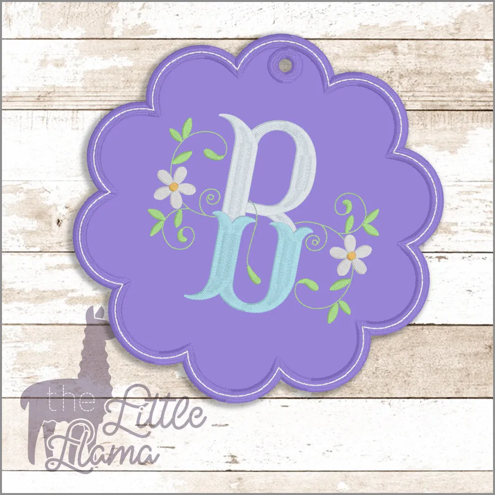 Bag Scallop Floral Monogram Tag