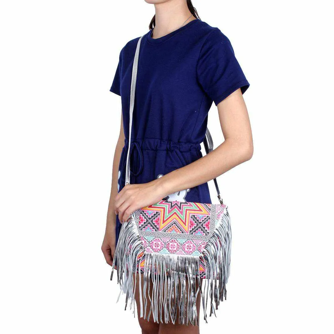 Bella Crossbody Embroidered Fringe Envelope Bag - Thailand