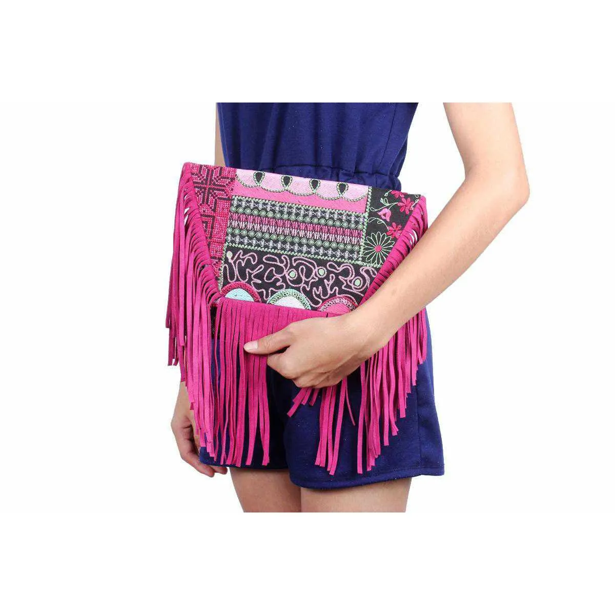 Bella Crossbody Embroidered Fringe Envelope Bag - Thailand