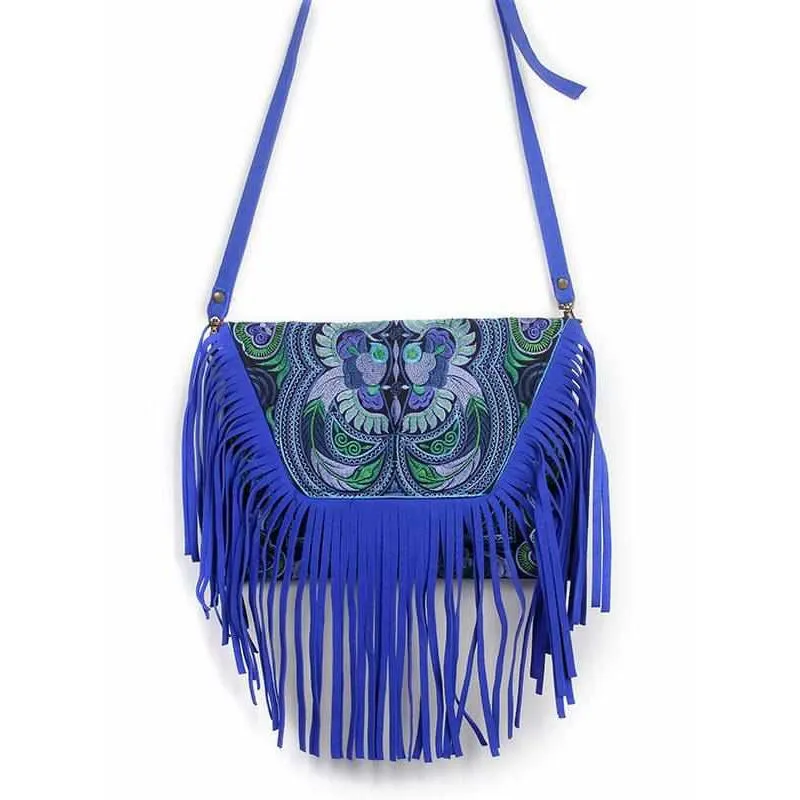 Bella Crossbody Embroidered Fringe Envelope Bag - Thailand