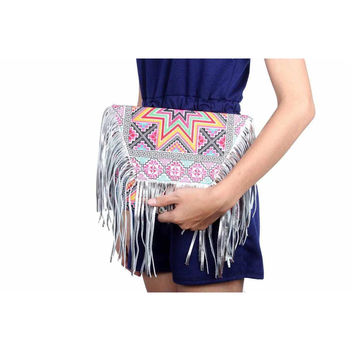 Bella Crossbody Embroidered Fringe Envelope Bag - Thailand