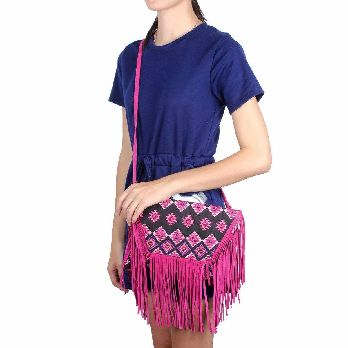 Bella Crossbody Embroidered Fringe Envelope Bag - Thailand