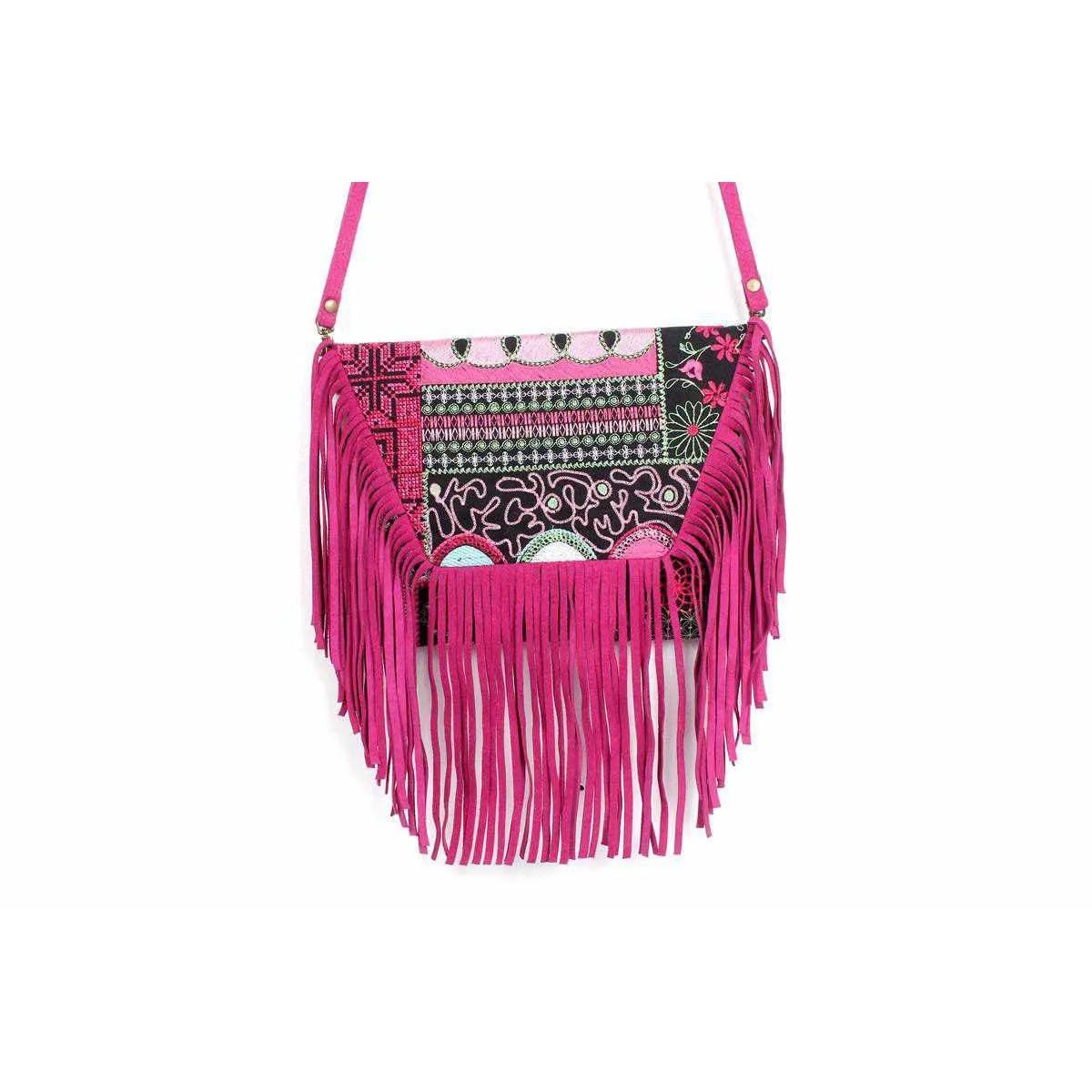 Bella Crossbody Embroidered Fringe Envelope Bag - Thailand