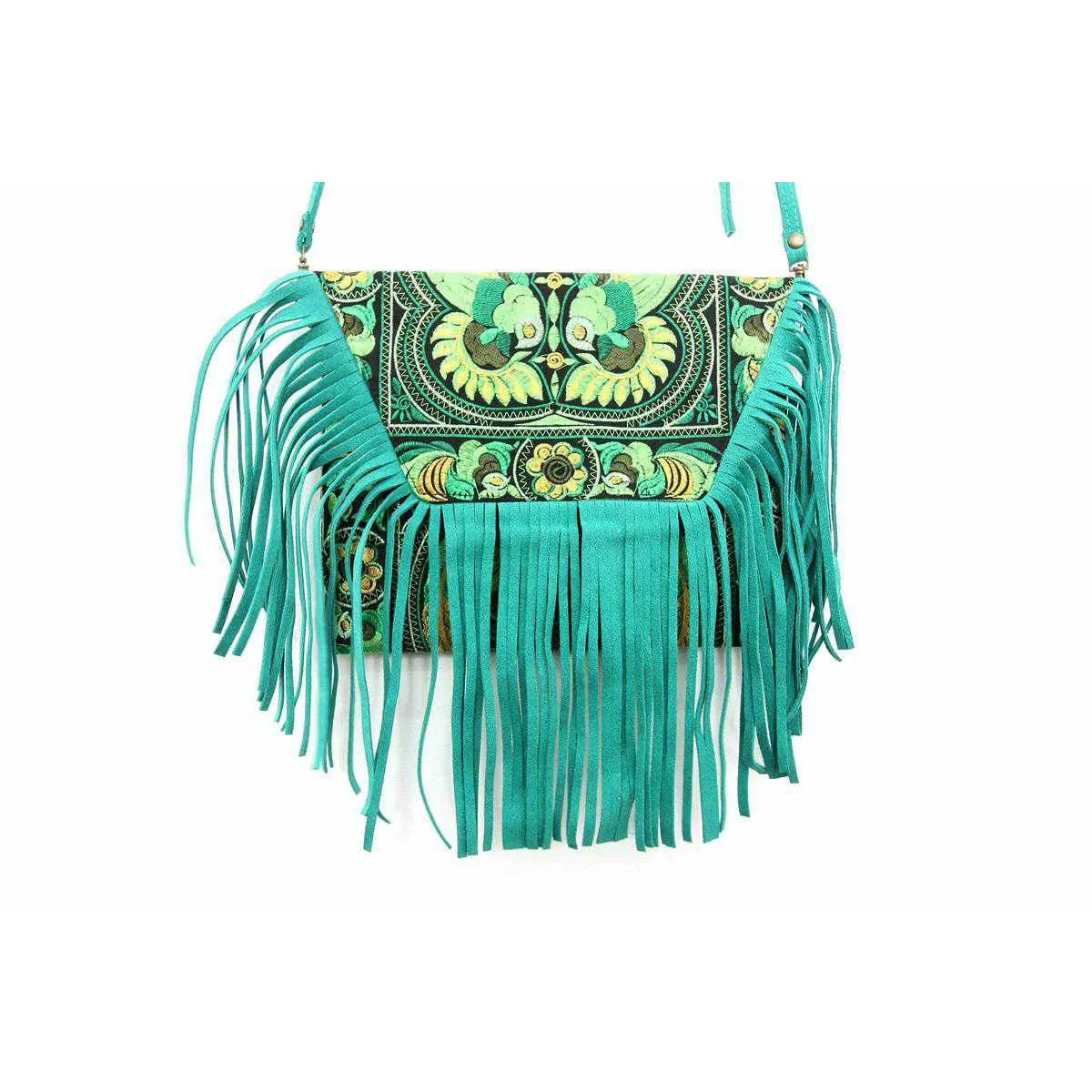 Bella Crossbody Embroidered Fringe Envelope Bag - Thailand