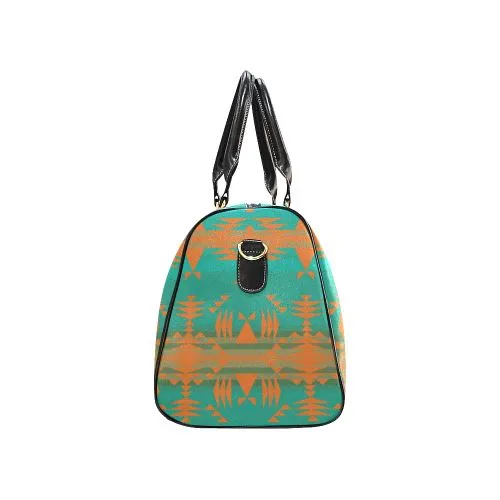 Between the Mountains Deep Lake Orange Waterproof Travel Bag