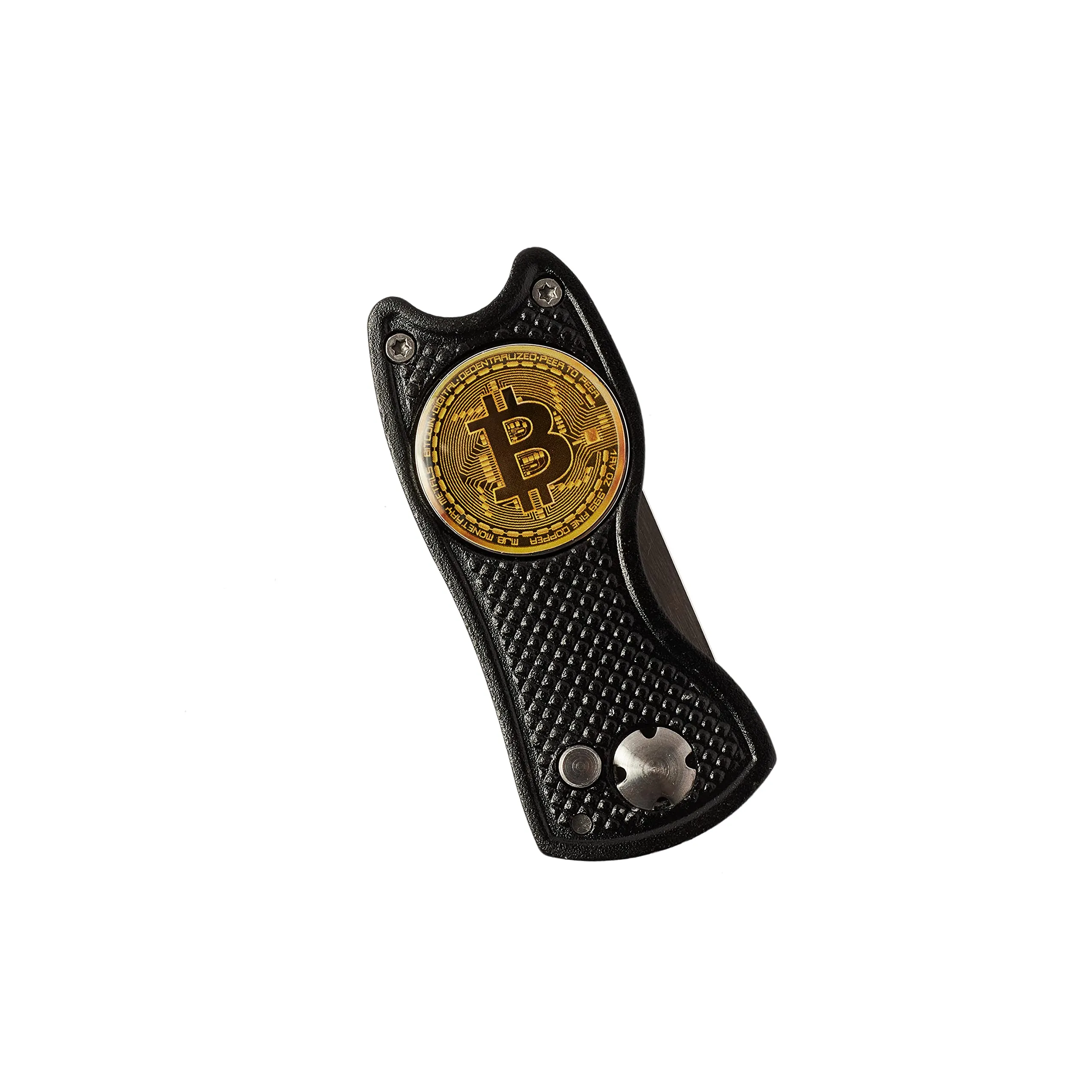 Bitcoin Golf Divot Repair Tool, All-Metal - Golf Accessories - 3- in-1 Golf Multitool