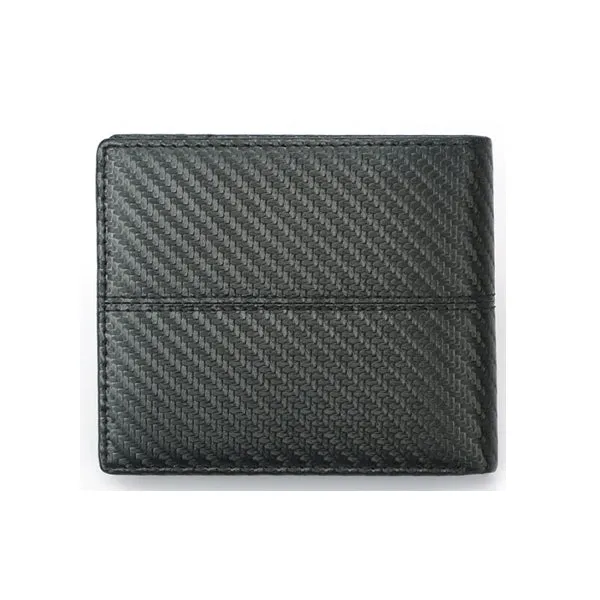 Black Carbon Fiber Pattern Genuine Leather RFID Wallet 黑色碳纖維紋真皮 RFID 錢包 CH19046