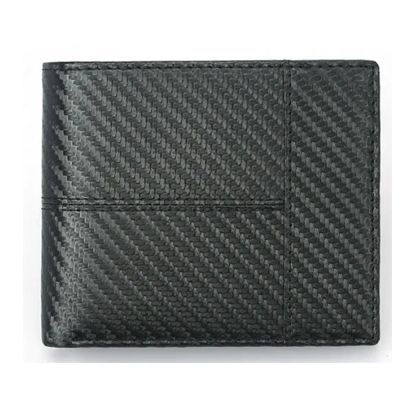 Black Carbon Fiber Pattern Genuine Leather RFID Wallet 黑色碳纖維紋真皮 RFID 錢包 CH19046