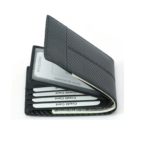 Black Carbon Fiber Pattern Genuine Leather RFID Wallet 黑色碳纖維紋真皮 RFID 錢包 CH19046