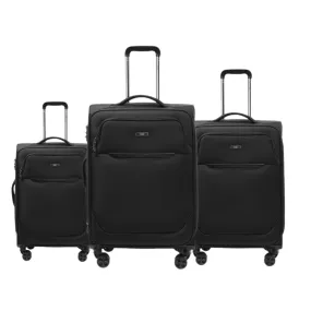 Black Goby London Carry-On Luggage Suitcase 3Pcs Sets On Wheels Oxford Luggage 3006