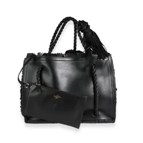 Black Leather The Rope Fringe Shopper