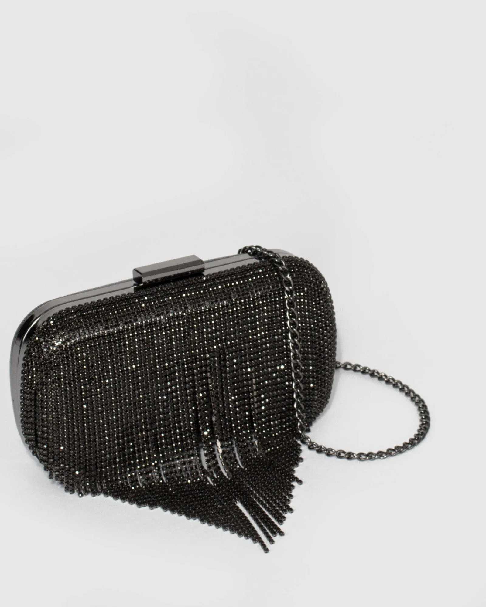 Black Tahlia Fringe Clutch Bag