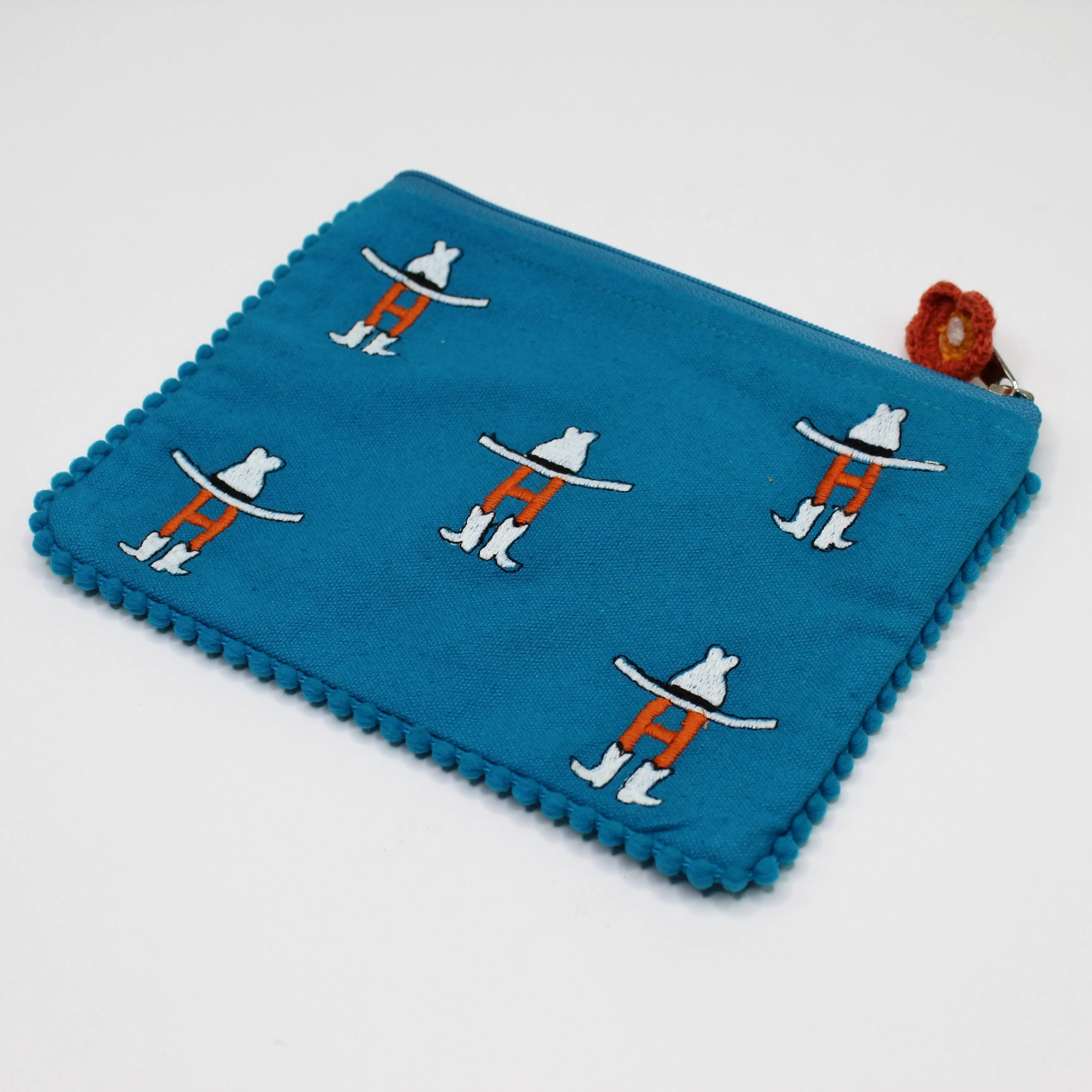 Bow-H Zipper Pouch - Blue