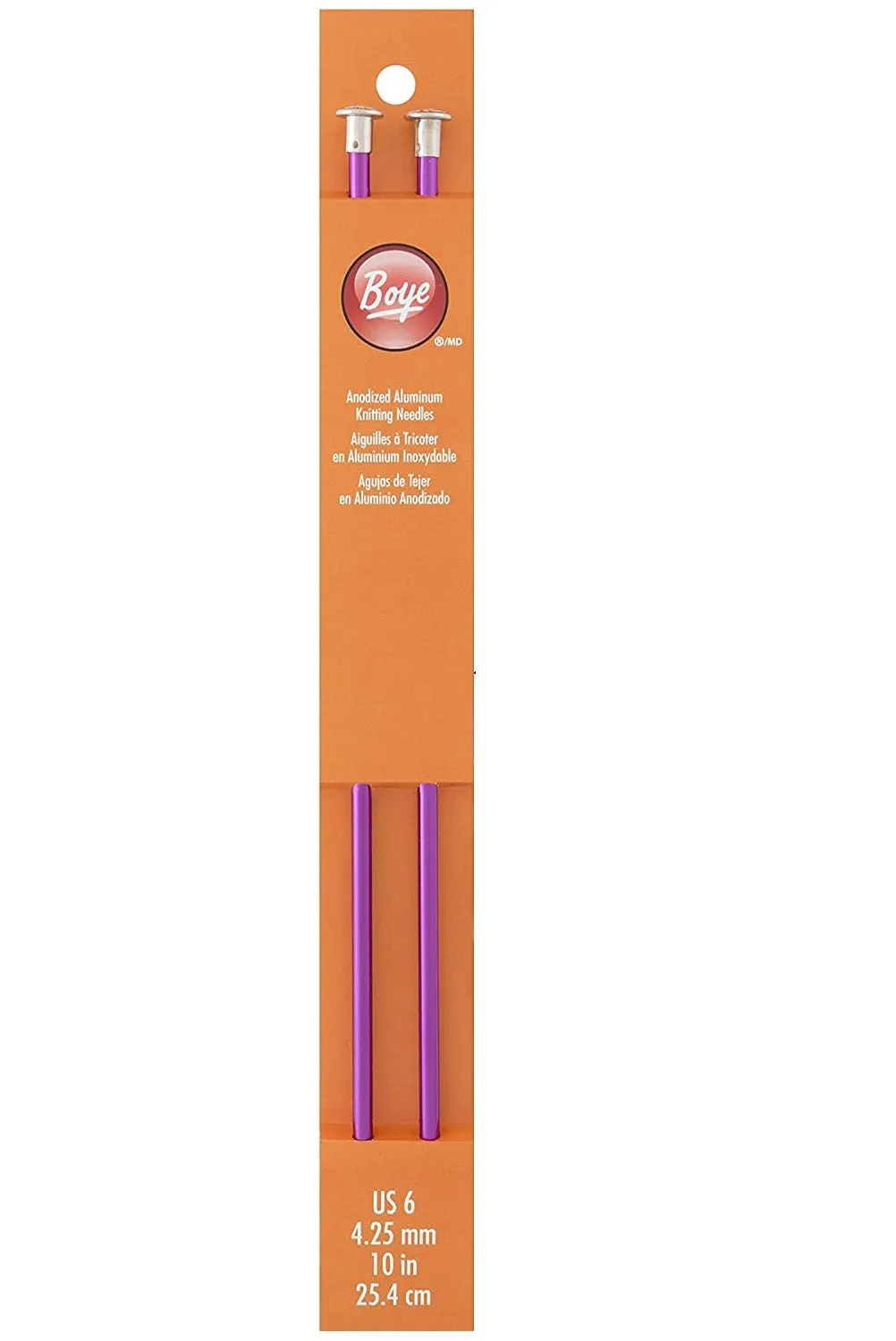 Boye Aluminum Straight Knitting Needles 10" (Sizes 6 to 10.5)