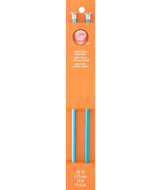 Boye Aluminum Straight Knitting Needles 10" (Sizes 6 to 10.5)