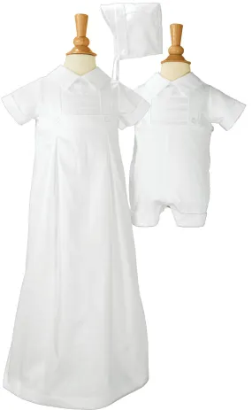 Boys 100% Cotton Convertible Christening Baptism Set with Hat  LTML-CB425G