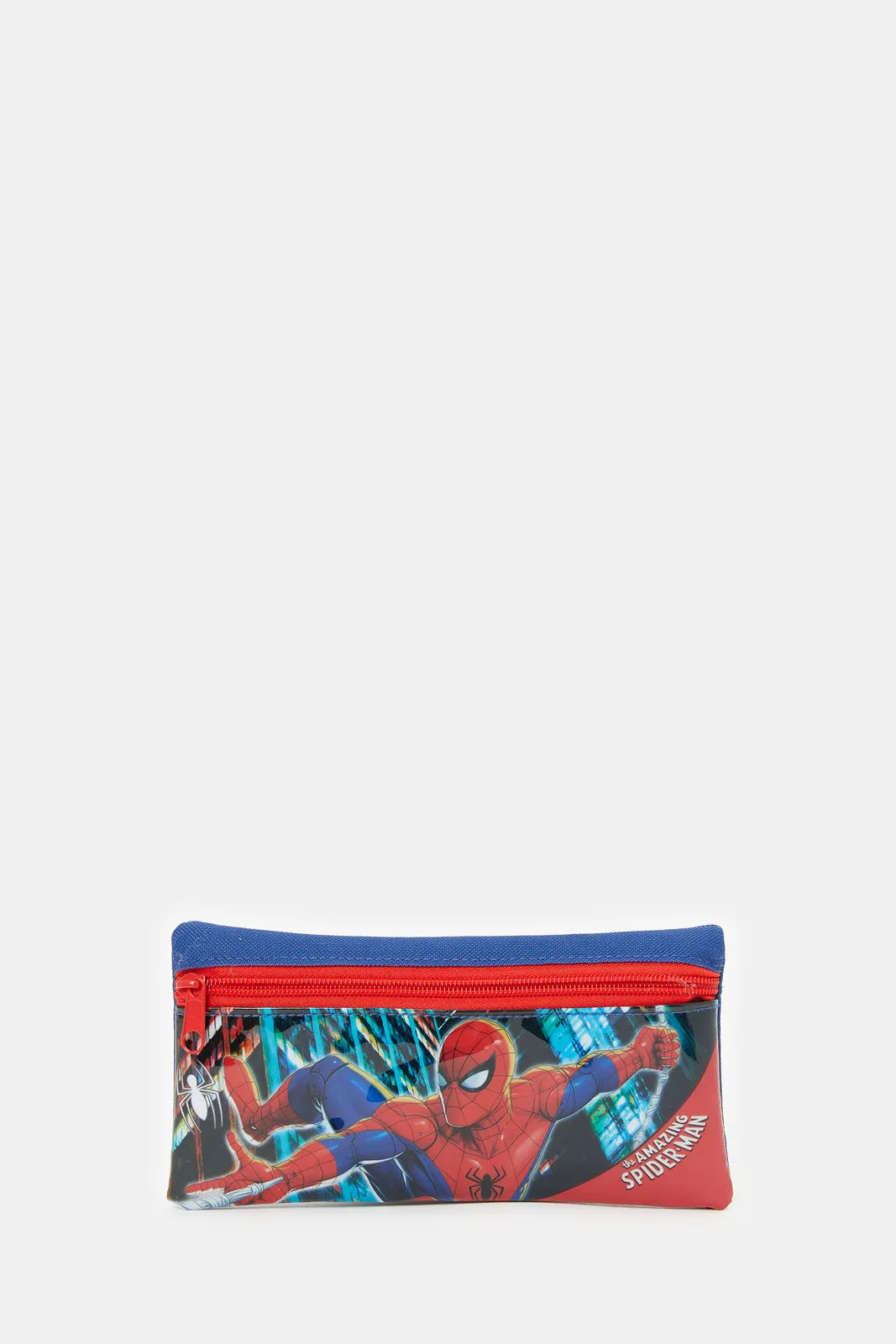 Boys Blue And Red Spider Man Print Trolley Set (5 Piece)