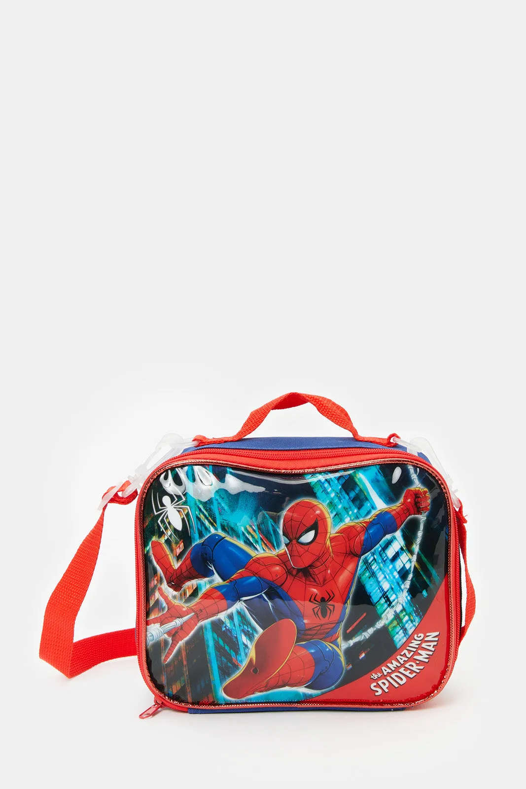 Boys Blue And Red Spider Man Print Trolley Set (5 Piece)