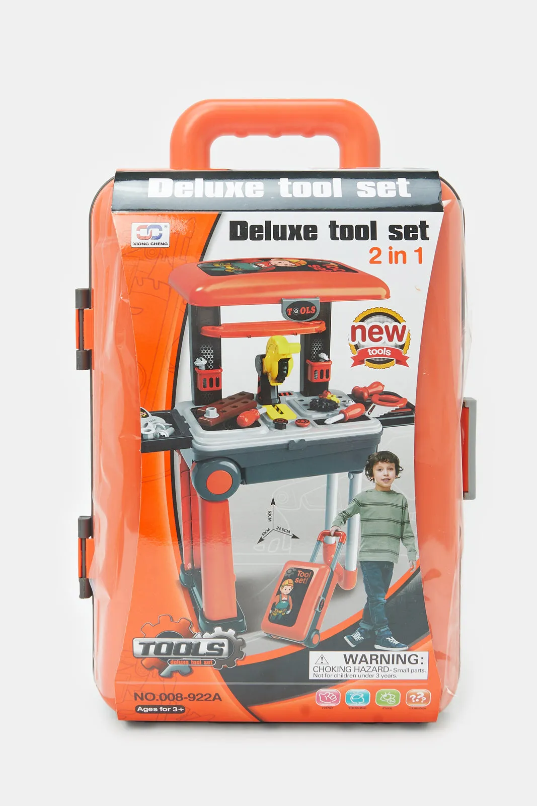 Boys Orange 2 In 1 Deluxe Tool Play Set