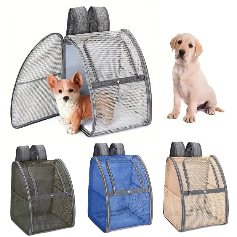 Breathable Mesh Pet Backpack for Small Dogs and Cats - Outdoor Travel Carrier