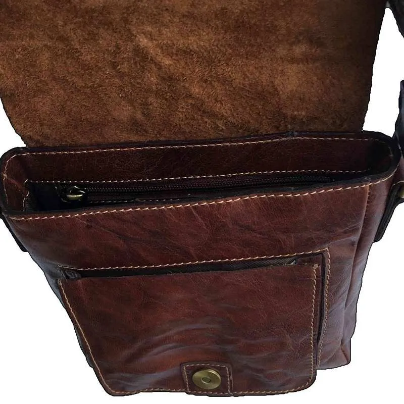 Bronco Cognac Small Half Flap Bag