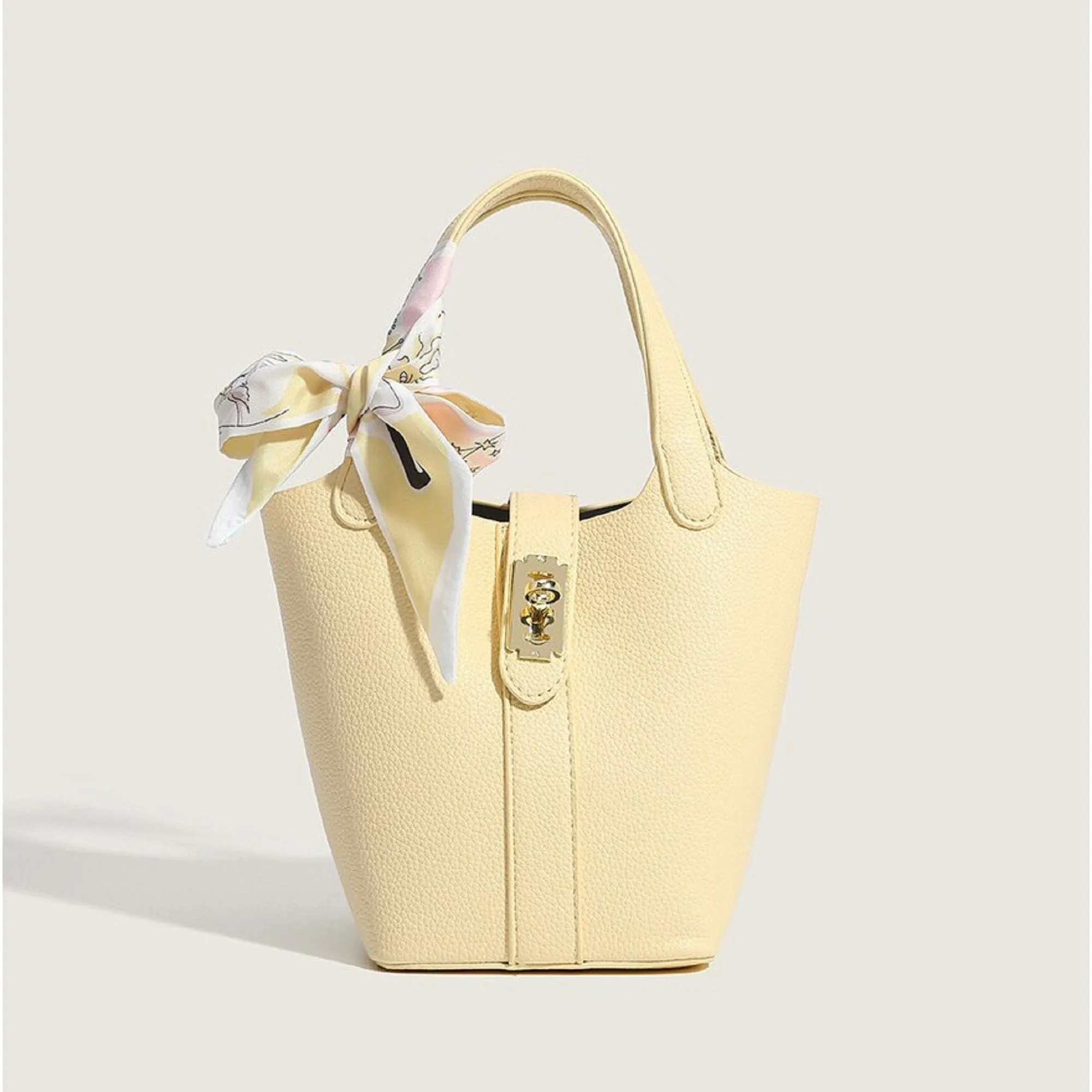 Bucket Bag Soft Lychee Leather Shoulder Female Handbags