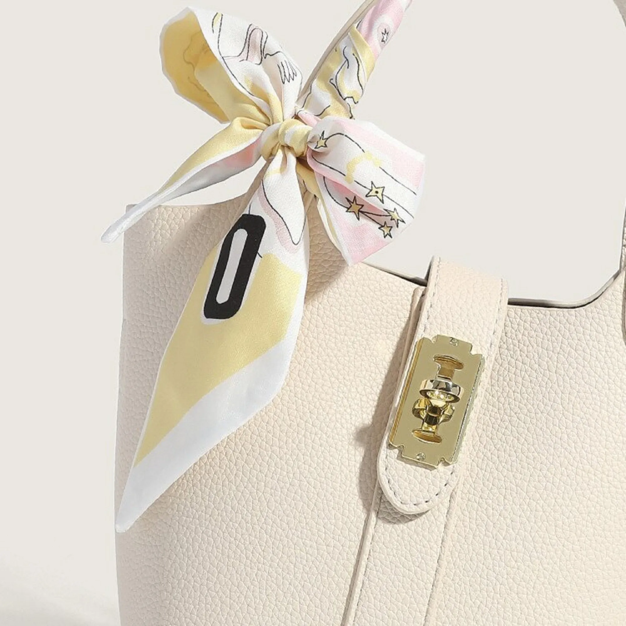 Bucket Bag Soft Lychee Leather Shoulder Female Handbags