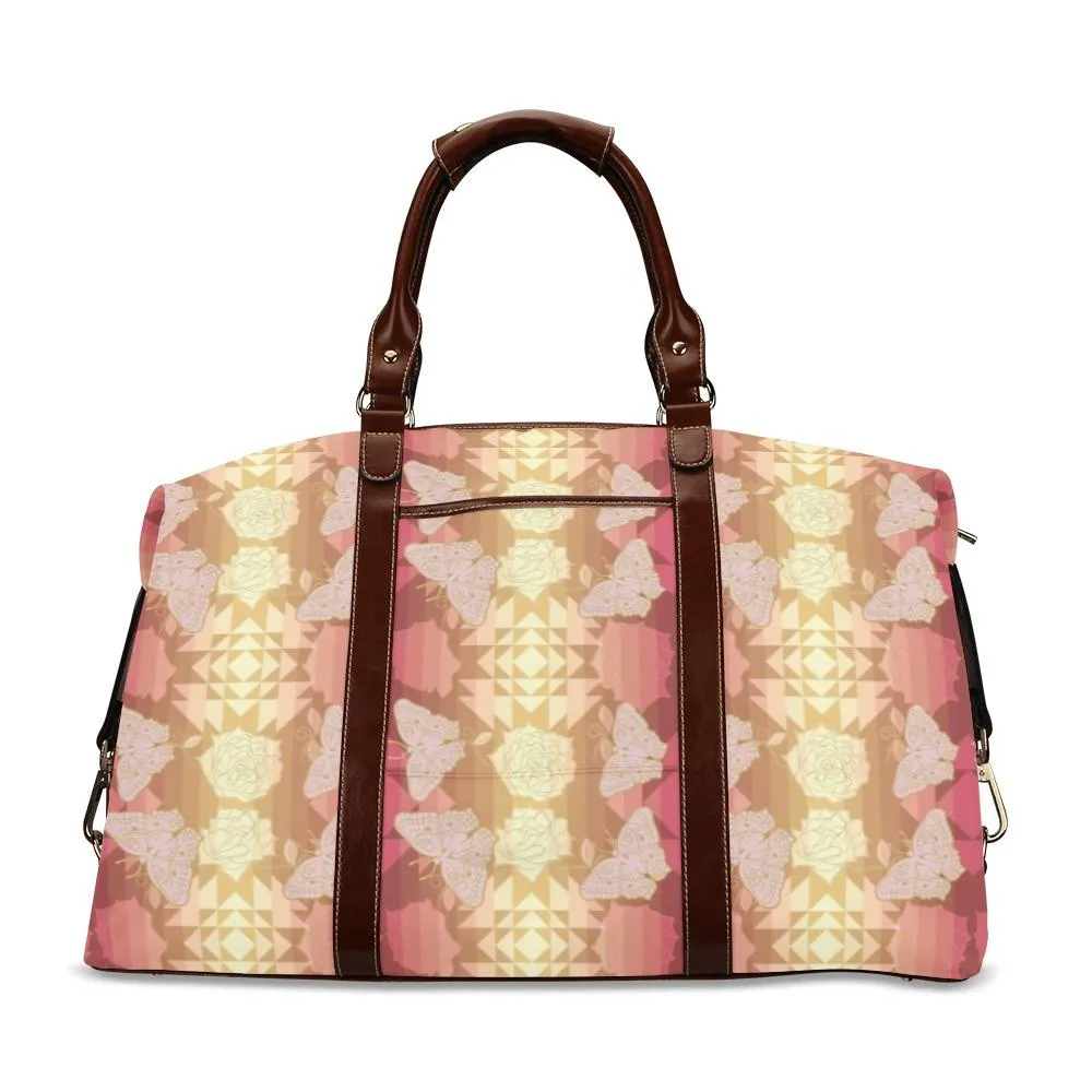 Butterfly and Roses on Geometric Classic Travel Bag