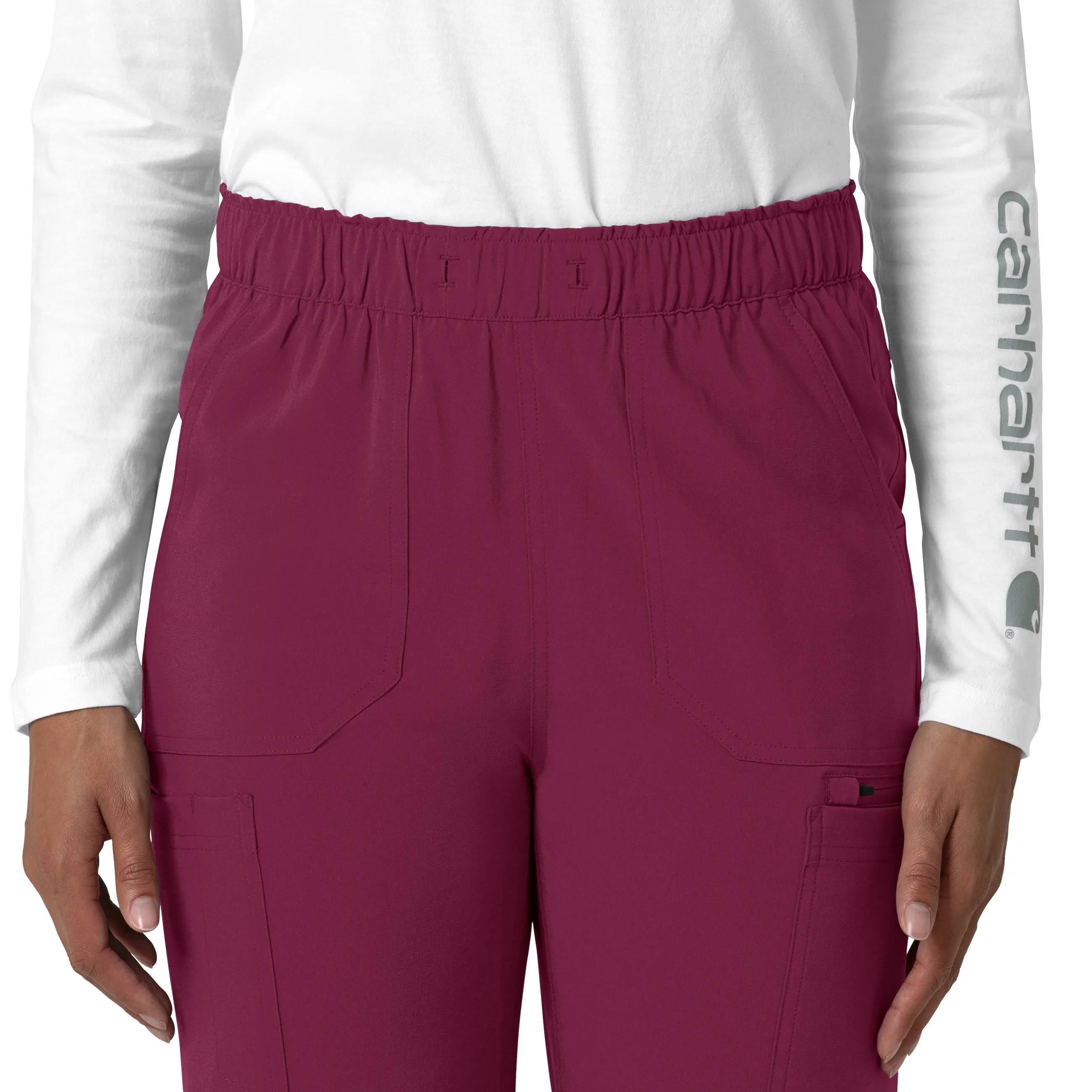 Carhartt Force Cross-Flex Women's Straight Leg Cargo Scrub Pant - Wine