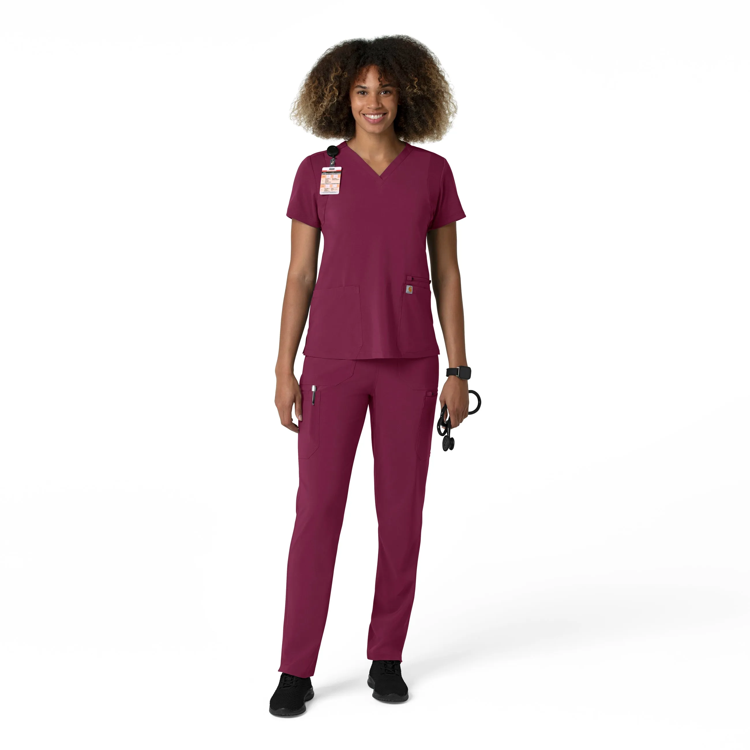 Carhartt Force Cross-Flex Women's Straight Leg Cargo Scrub Pant - Wine