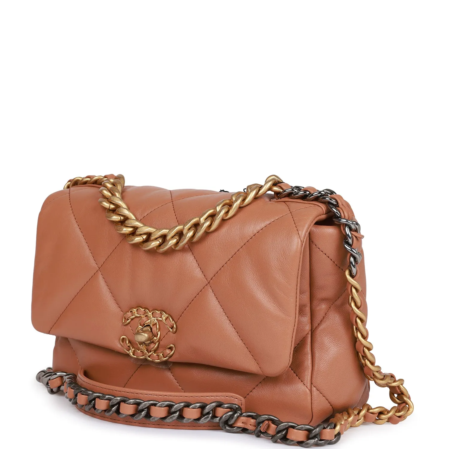 Chanel Medium 19 Flap Bag Caramel Calfskin Mixed Hardware