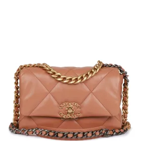 Chanel Medium 19 Flap Bag Caramel Calfskin Mixed Hardware