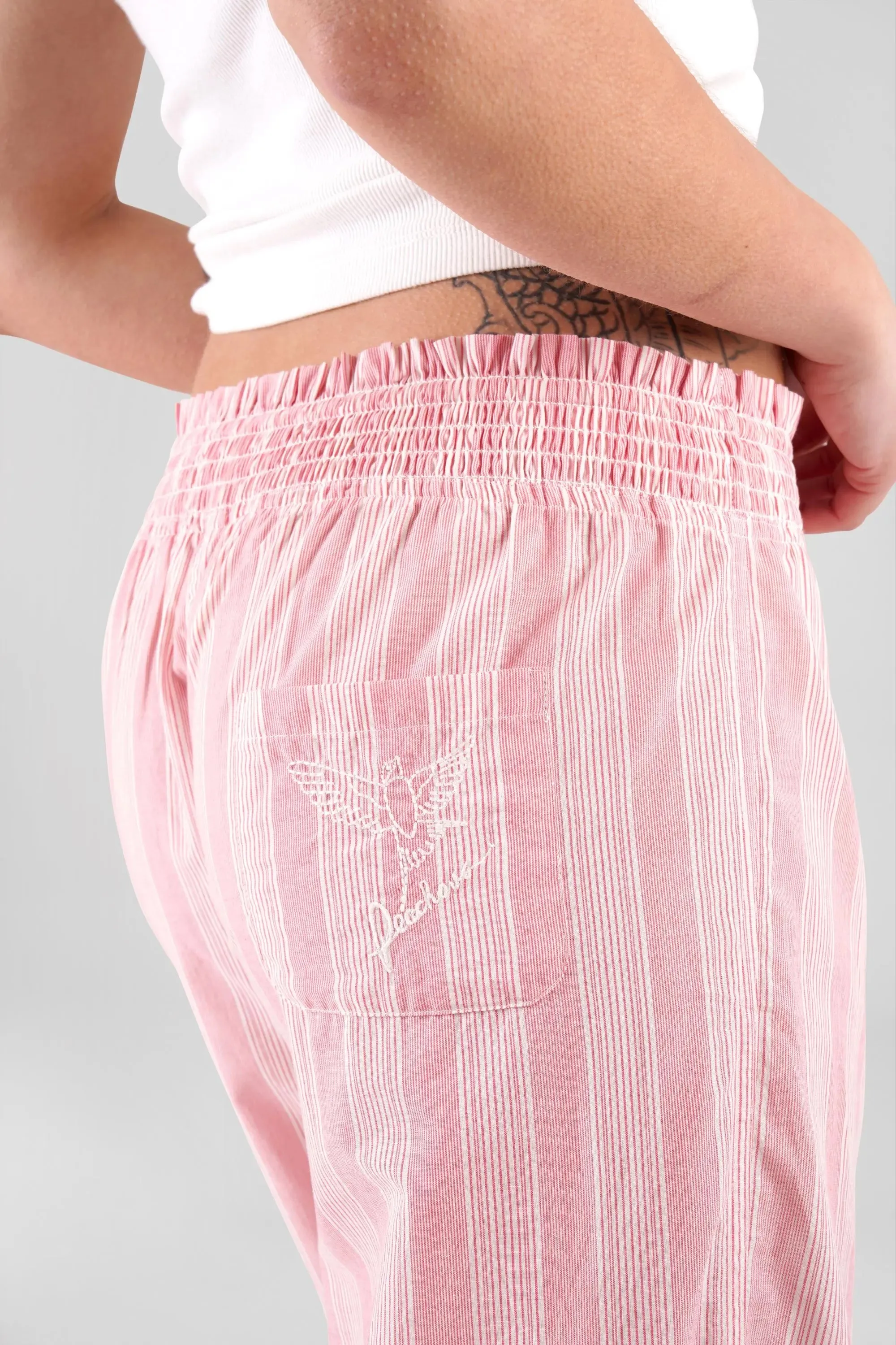 Chicory Striped Woven-Cotton Pyjama Trousers - Sunset Peach