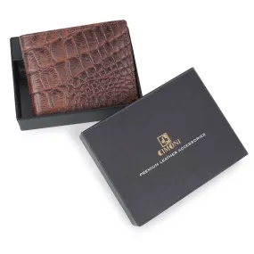 CIMONI Genuine Leather Crocodile Print Ultra Strong Stitching I 5 Credit Card Slots |1 Coin Pocket Wallet for Men