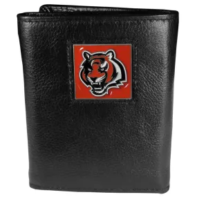 Cincinnati Bengals Deluxe Leather Tri-fold Wallet Packaged in Gift Box