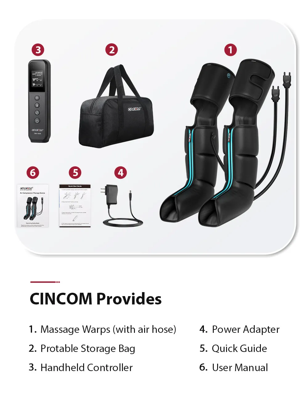 CINCOM Upgraded Full Leg Compression Massager 078A/105A