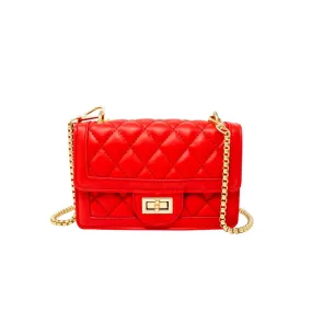 Classic Quilted Large Flap Handbag | Red