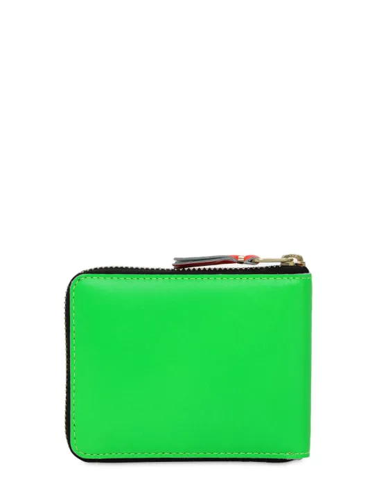 Comme des Garçons Wallet   Super fluo leather zip-around wallet 