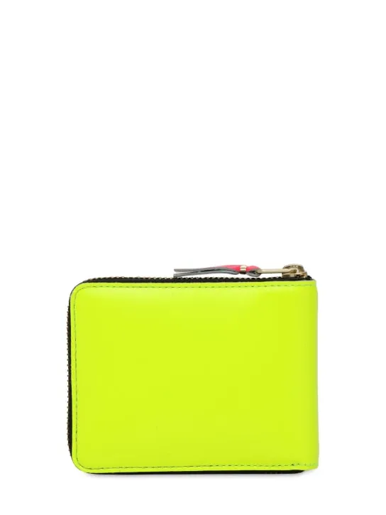 Comme des Garçons Wallet   Super fluo leather zip-around wallet 