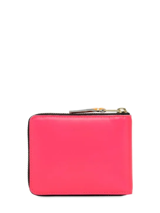 Comme des Garçons Wallet   Super fluo leather zip-around wallet 