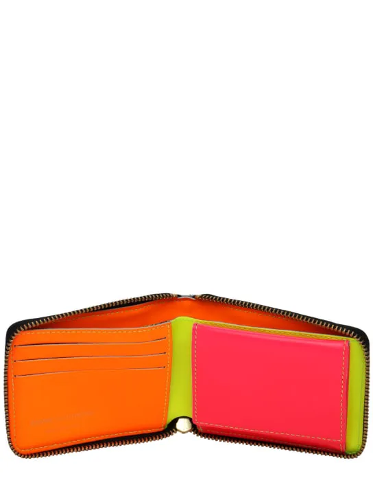 Comme des Garçons Wallet   Super fluo leather zip-around wallet 