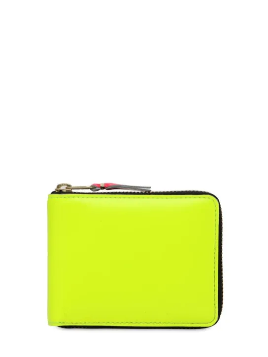 Comme des Garçons Wallet   Super fluo leather zip-around wallet 