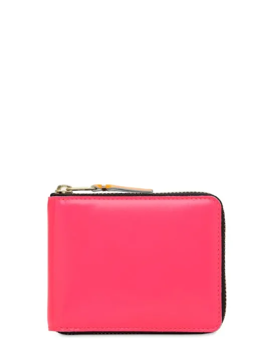 Comme des Garçons Wallet   Super fluo leather zip-around wallet 